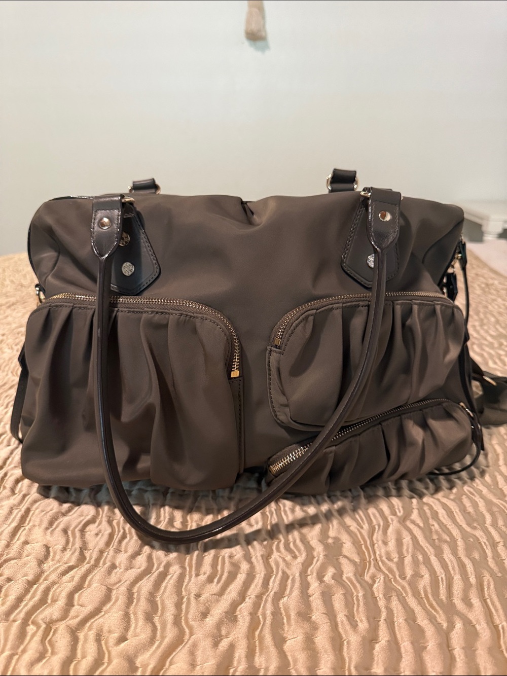 MZ WALLACE Everyday Gathered Nylon Tote Bag in Olive